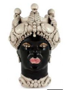 Testa di moro Kore bianco antico volto nero lucido